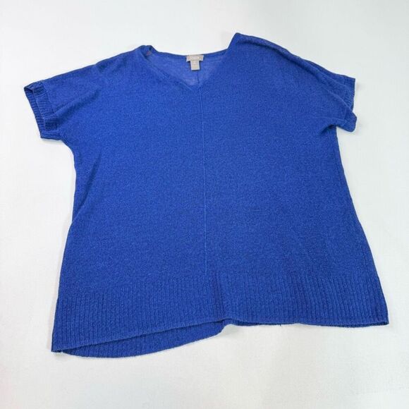 Chicos Top Shirt Womens Large Linen Blend Blue Oversized Open Knit Flowy - Picture 1 of 7